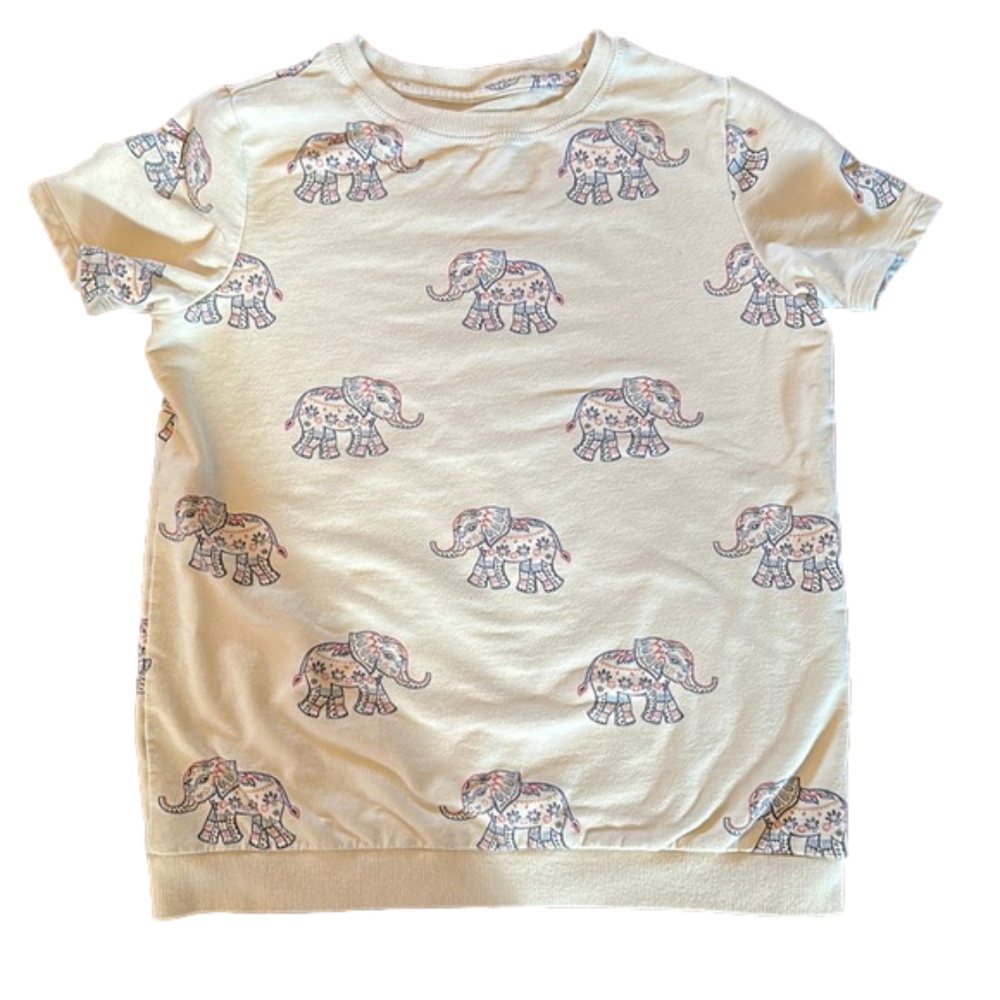 Xhiliration Elephant print shirt sweatshirt short sleeve - girls medium M